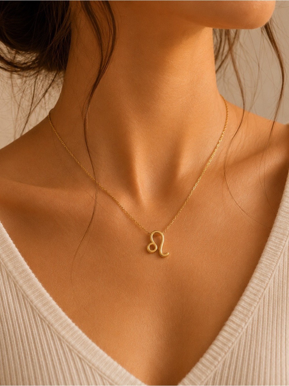 Gold Leo Zodiac Necklace - Elegant Pendant for Women